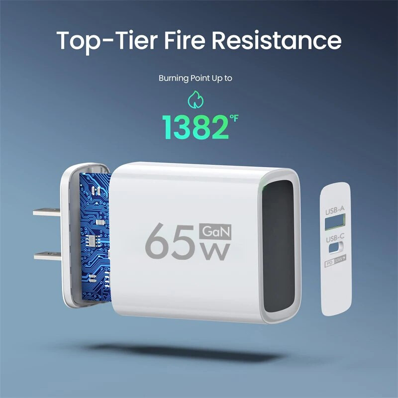 GaN 65W USB φορτιστής 2 θυρών PD Τύπος C Φορτιστής τοίχου Γρήγορη φόρτιση Μετασχηματιστής ρεύματος κινητού τηλεφώνου για iPhone 14 Xiaomi Samsung QC 3.0