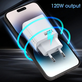 120W бързо зарядно устройство за iPhone Xiaomi 12 Pro Samsung Huawei GaN USB зарядно устройство Quick Charge 5.0 Phone Charge Adapter EU/US/UK Plug