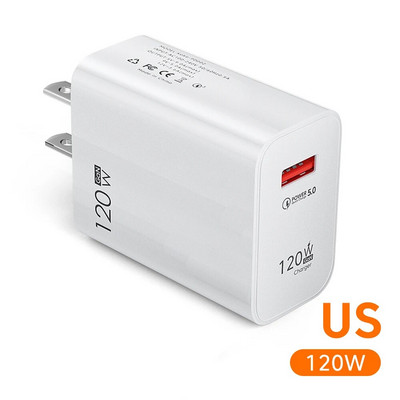 Încărcător rapid de 120 W pentru iPhone Xiaomi 12 Pro Samsung Huawei GaN Încărcător USB Încărcare rapidă 5.0 Adaptor de încărcare a telefonului Priză UE/SUA/UK