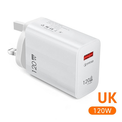 Încărcător rapid de 120 W pentru iPhone Xiaomi 12 Pro Samsung Huawei GaN Încărcător USB Încărcare rapidă 5.0 Adaptor de încărcare a telefonului Priză UE/SUA/UK