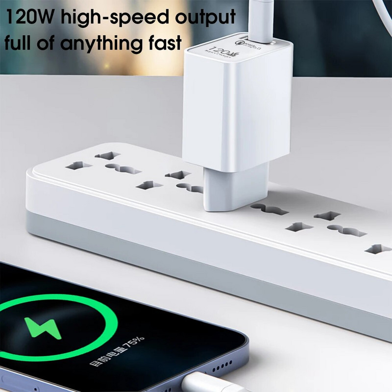 120 W greitas įkroviklis skirtas iPhone Xiaomi 12 Pro Samsung Huawei GaN USB įkroviklis Quick Charge 5.0 telefono įkrovimo adapteris EU/US/UK Kištukas