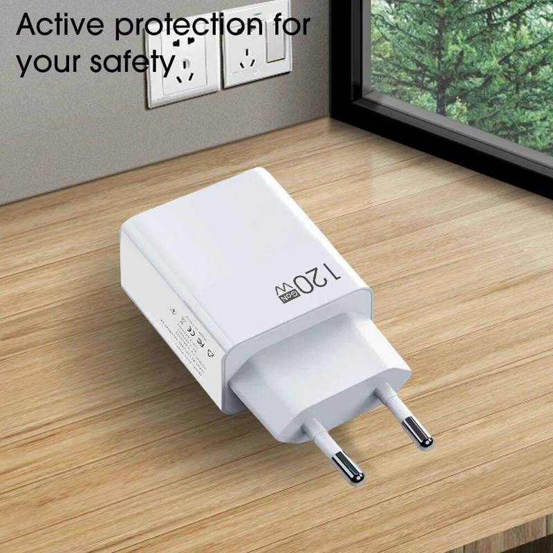 120 W greitas įkroviklis skirtas iPhone Xiaomi 12 Pro Samsung Huawei GaN USB įkroviklis Quick Charge 5.0 telefono įkrovimo adapteris EU/US/UK Kištukas