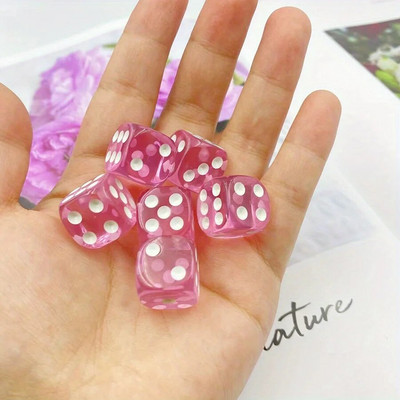 6 buc/set, set de zaruri de joc roz de 16 mm, accesorii pentru jocuri de masă de Crăciun, Halloween, cadou de Ziua Recunoștinței