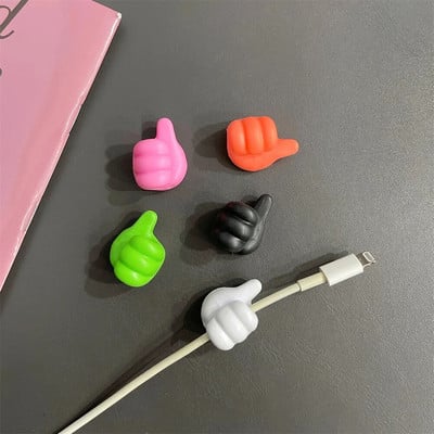 Funny Thumb USB Clips Clips fixer for Moblie Phone Line Winder Desktop Tidy Management Clips Στήριγμα καλωδίου
