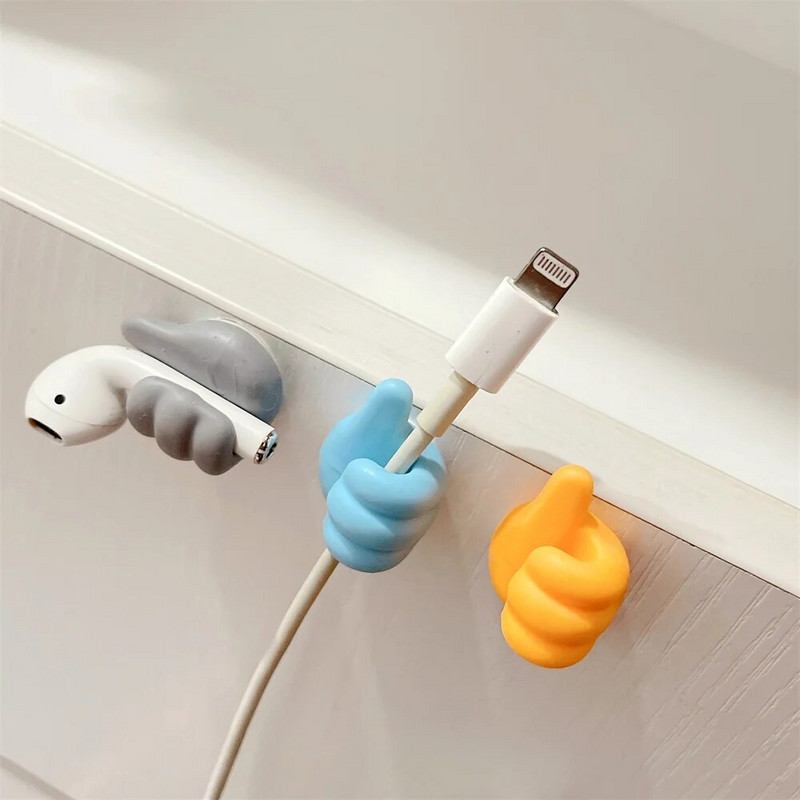 Funny Thumb USB Clips Clips fixer for Moblie Phone Line Winder Desktop Tidy Management Clips Στήριγμα καλωδίου