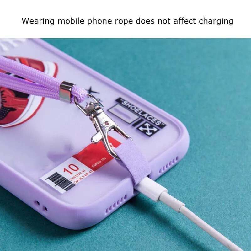 Universāla regulējama tālruņa siksniņa pret nozaudēšanu, noņemama krāsaina kakla vads Tālruņa drošības piesiet atslēgu piekariņa ķēdes virve
