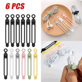 6 vnt. silikoninis kabelio vyniojimo laido laikiklis, skirtas ausinių telefono įkrovikliui, pelei, daugkartiniam tvirtinimui, kabelio laikiklio raištelių laido valdymui