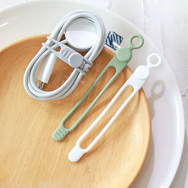6 vnt. silikoninis kabelio vyniojimo laido laikiklis, skirtas ausinių telefono įkrovikliui, pelei, daugkartiniam tvirtinimui, kabelio laikiklio raištelių laido valdymui