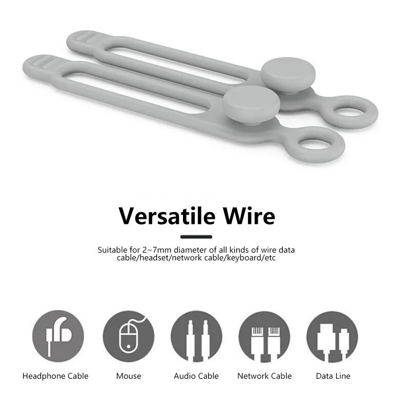 6 vnt. silikoninis kabelio vyniojimo laido laikiklis, skirtas ausinių telefono įkrovikliui, pelei, daugkartiniam tvirtinimui, kabelio laikiklio raištelių laido valdymui