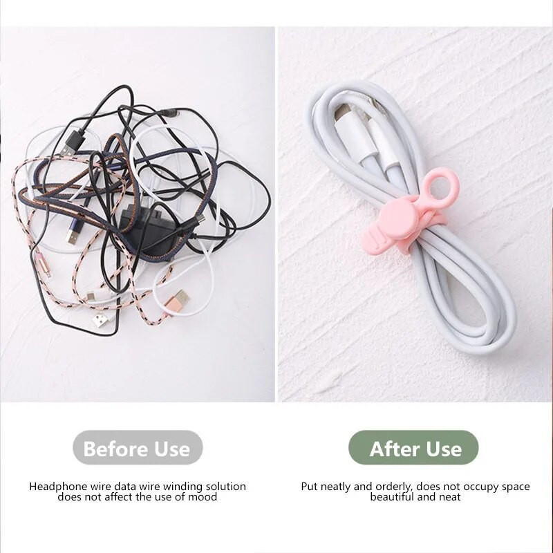 6 vnt. silikoninis kabelio vyniojimo laido laikiklis, skirtas ausinių telefono įkrovikliui, pelei, daugkartiniam tvirtinimui, kabelio laikiklio raištelių laido valdymui