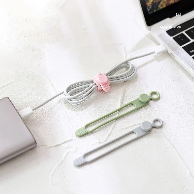 6 vnt. silikoninis kabelio vyniojimo laido laikiklis, skirtas ausinių telefono įkrovikliui, pelei, daugkartiniam tvirtinimui, kabelio laikiklio raištelių laido valdymui