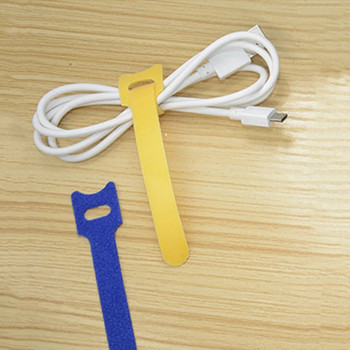 20 бр. Универсален T-образен тел за кабелна връзка Тел за многократна употреба Органайзер за кабел 15*1,2 cm Цветен компютърен кабел за данни Каишки за захранващ кабел