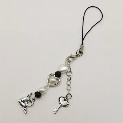 Ružičasti Y2K privjesak za telefon Kawaii privjesak za torbu iPhone Samsung Slatki dodaci Žene Djevojka Remen za trakice s perlama U Koreji