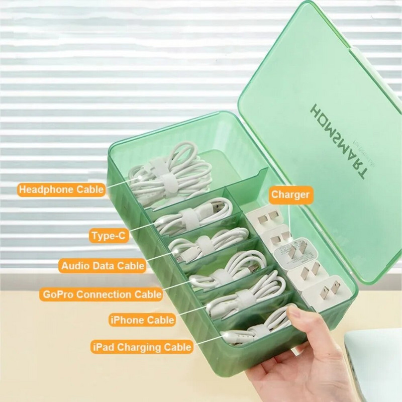Kabelių laikymo dėžutė Plastikinė duomenų linijos saugojimo talpykla Kabelis surinkimo dėžutė Dulkėms atsparus maitinimo kabelio laikymo dėžutė Laidinis kabelių laikiklis