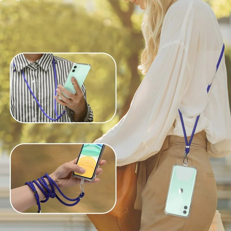 Tālruņa siksna pret pazaudēšanu Universāla regulējama noņemama krāsaina kakla vads Tālruņa drošības saite Atslēgu piekariņa ķēdes virve