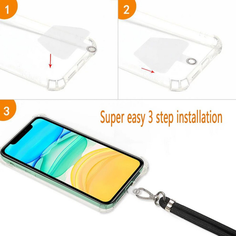 Tālruņa siksna pret pazaudēšanu Universāla regulējama noņemama krāsaina kakla vads Tālruņa drošības saite Atslēgu piekariņa ķēdes virve