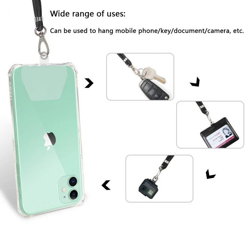 Tālruņa siksna pret pazaudēšanu Universāla regulējama noņemama krāsaina kakla vads Tālruņa drošības saite Atslēgu piekariņa ķēdes virve