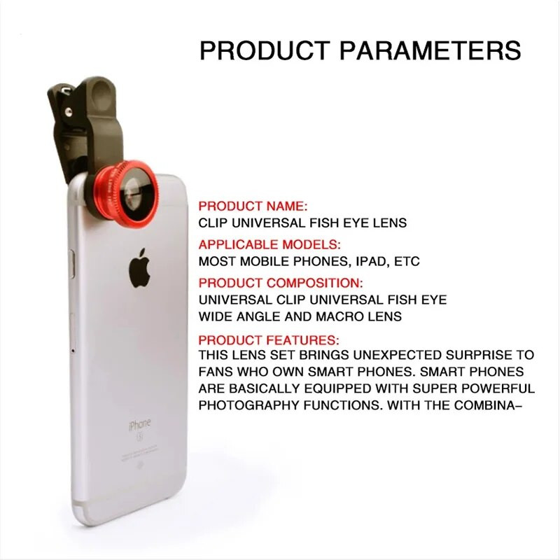 3 viename žuvies akies telefono objektyvas, 0,67x plataus kampo priartinimo žuvies akies makro objektyvai Fotoaparatų rinkiniai su fiksatoriumi ant telefono, skirto išmaniajam telefonui