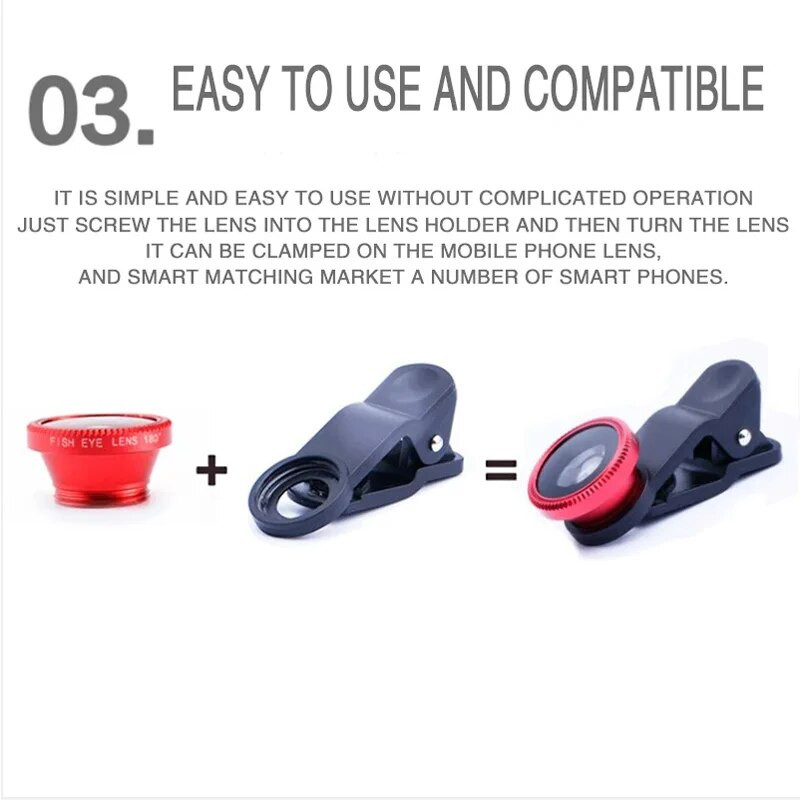 3 viename žuvies akies telefono objektyvas, 0,67x plataus kampo priartinimo žuvies akies makro objektyvai Fotoaparatų rinkiniai su fiksatoriumi ant telefono, skirto išmaniajam telefonui