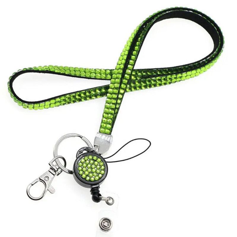 Rhinestone Bling mobilā telefona štrope kristāla štrope emblēmas ID kartes turētājs kakla dimanta siksnas klipsis biroja piederumu atslēgu turētājs