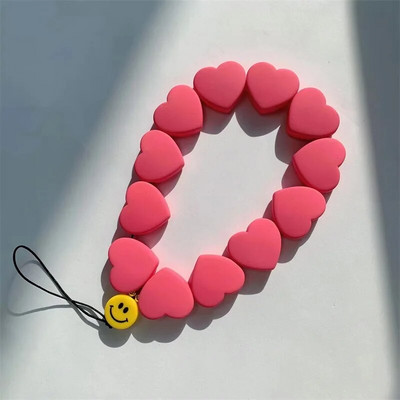 New Korea Trendy Ρητίνη Love Heart Beaded Κινητό Τηλέφωνο Anti-lost Lanyard Γυναικεία αλυσίδα κινητών γοητείας Τηλέφωνο μενταγιόν διακόσμηση