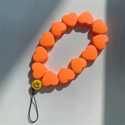 New Korea Trendy Ρητίνη Love Heart Beaded Κινητό Τηλέφωνο Anti-lost Lanyard Γυναικεία αλυσίδα κινητών γοητείας Τηλέφωνο μενταγιόν διακόσμηση