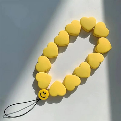 New Korea Trendy Ρητίνη Love Heart Beaded Κινητό Τηλέφωνο Anti-lost Lanyard Γυναικεία αλυσίδα κινητών γοητείας Τηλέφωνο μενταγιόν διακόσμηση