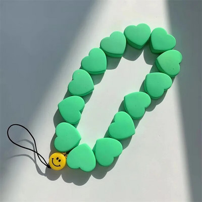 New Korea Trendy Ρητίνη Love Heart Beaded Κινητό Τηλέφωνο Anti-lost Lanyard Γυναικεία αλυσίδα κινητών γοητείας Τηλέφωνο μενταγιόν διακόσμηση