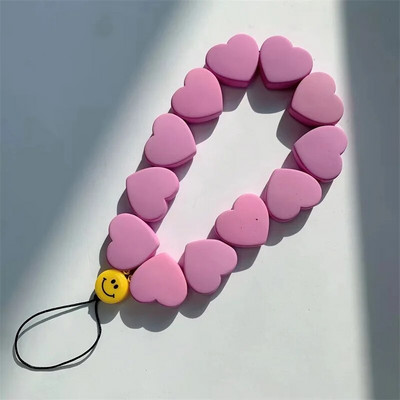 New Korea Trendy Ρητίνη Love Heart Beaded Κινητό Τηλέφωνο Anti-lost Lanyard Γυναικεία αλυσίδα κινητών γοητείας Τηλέφωνο μενταγιόν διακόσμηση