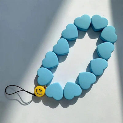 New Korea Trendy Ρητίνη Love Heart Beaded Κινητό Τηλέφωνο Anti-lost Lanyard Γυναικεία αλυσίδα κινητών γοητείας Τηλέφωνο μενταγιόν διακόσμηση