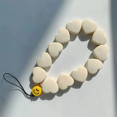 New Korea Trendy Ρητίνη Love Heart Beaded Κινητό Τηλέφωνο Anti-lost Lanyard Γυναικεία αλυσίδα κινητών γοητείας Τηλέφωνο μενταγιόν διακόσμηση