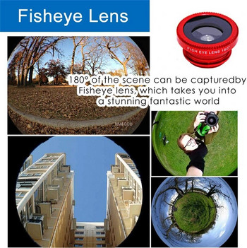 Φορητός 3 σε 1 Fish Eye κάμερα Φακός κινητού τηλεφώνου για Smartphone Ευρυγώνιος Κλιπ φακού Fisheye Μακροτηλέφωνο Αξεσουάρ Android
