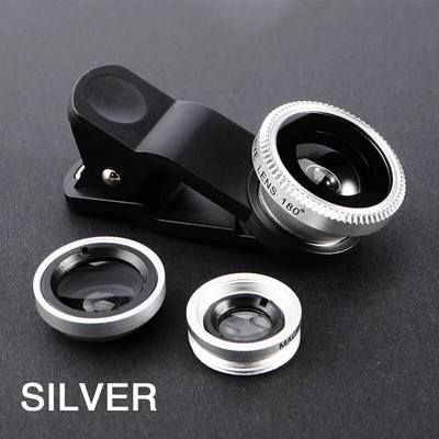 Prijenosni 3 u 1 Fish Eye fotoaparat Objektiv mobilnog telefona za pametni telefon Širokokutni Fisheye objektiv Clip Makro telefon Android Accessoires