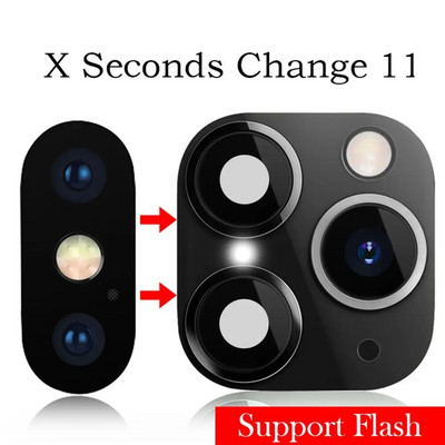 Netikros kameros objektyvo lipdukas sekundės iPhone telefonui Atnaujinkite ekrano apsaugą, skirtą iPhone X / XS Max Keisti į iPhone 11 pro Max