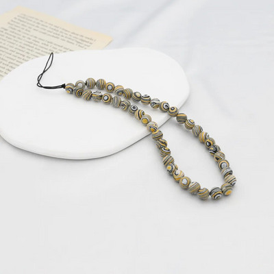 8 mm kollase malahhiidi helmestega telefonikett looduslikust kivist võtmehoidja ripats Lihtne telefonipael mobiiltelefoni ümbrise tarvikud