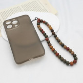 8 MM Pikaso akmens fāzēm tālruņa ķēde ar rokām izgatavota dabīgā akmens mobilā tālruņa siksniņa pret pazaudēšanu, ķēde, kaklasiksnas tālruņa turētāja rotājums