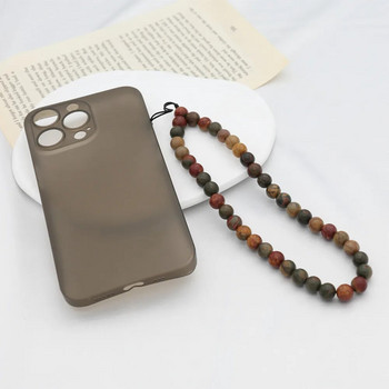 8MM верижка за телефон с мъниста от камък Пикасо Handmdade каишка за мобилен телефон от естествен камък Анти-загубена верига Декорация на държача за телефон