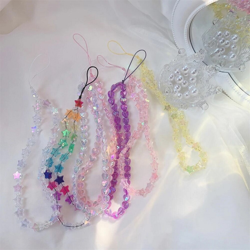 Korejski telefonski lančići Laserska zvijezda Ljubavno srce Uzica Slatke plastične perle Dijamanti Telefonski remen Dodaci protiv gubitka za žene Djevojke