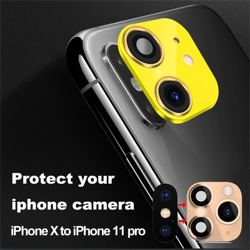 Naujas prabangus netikras fotoaparato objektyvo lipduko dangtelis ekrano apsauga, skirta iPhone XR X Keisti į iPhone 11 Pro Max telefono priedus