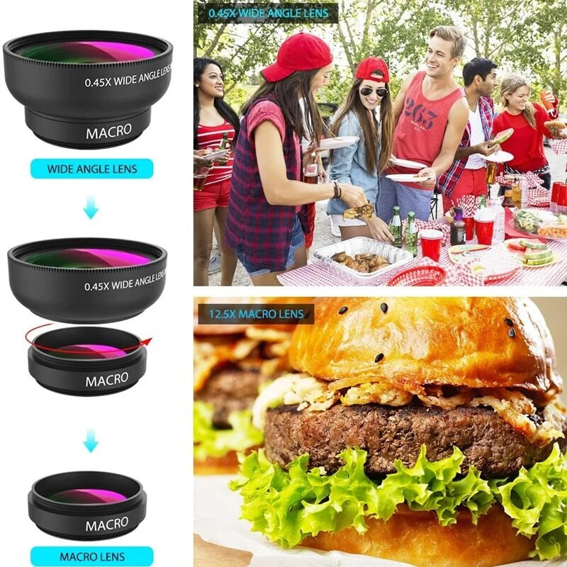 Tongdaytech 2IN1 HD Telefon Mobil Camera Telescop cu unghi larg Lentila Macro pentru Iphone 11 Pro Samsung Xiaomi Lente Para Celular