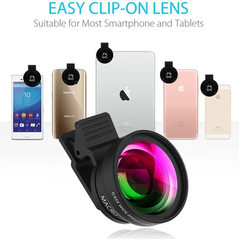 Tongdaytech 2IN1 HD Telefon Mobil Camera Telescop cu unghi larg Lentila Macro pentru Iphone 11 Pro Samsung Xiaomi Lente Para Celular