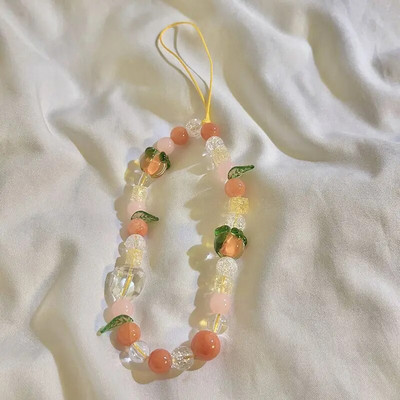 Oranžā oriģinālā piekariņu siksniņa Mobilā tālruņa ķēde, ar rokām darināta, jauks Kawaii fāzēm, pielāgots kulons Kawaii Y2K futrālis