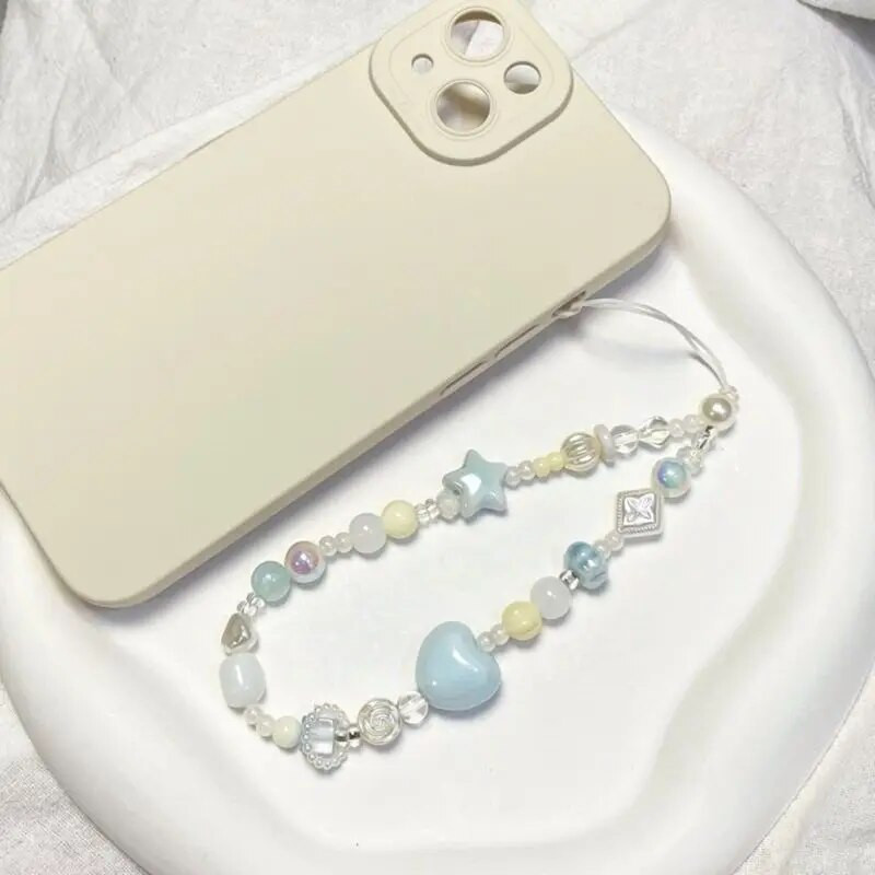 Suvine Värske Meresool Sinine Tähed Südametelefoni kett võlurihm Kaotusevastane võtmehoidja Armas võtmehoidja Mobiiltelefon Kaamerapael