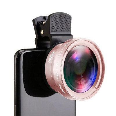 Lentile 2 în 1 Clip universală 37mm Lentile pentru telefon mobil profesional 0,45X 49UV Super unghi larg + obiectiv macro HD pentru iPhone Android