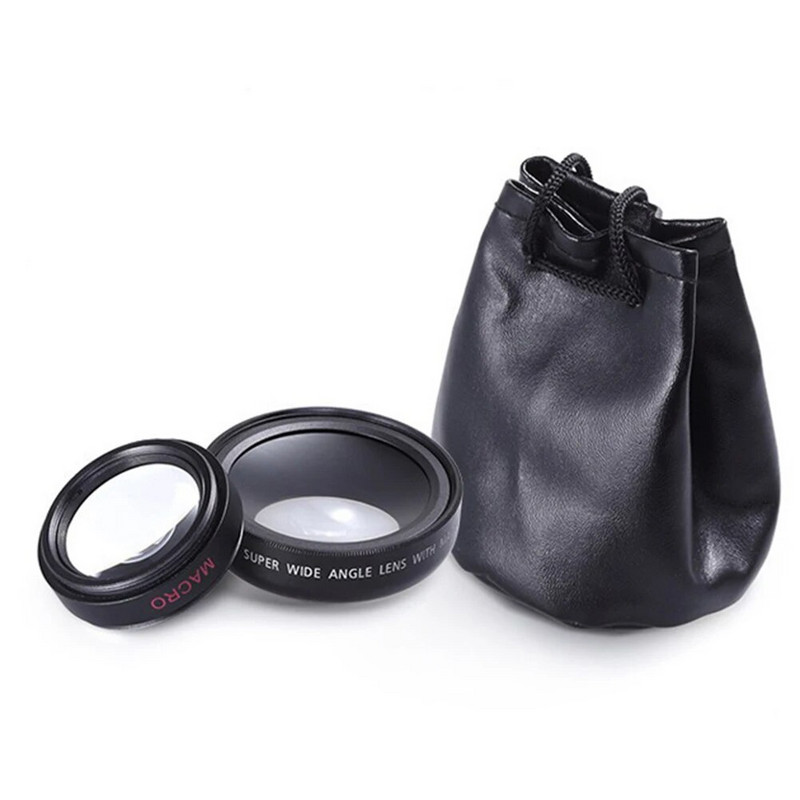 2 vienā objektīvs Universal Clip 37mm Mobile Phone Lens Professional 0,45X 49UV Super platleņķa + Macro HD objektīvs iPhone Android ierīcēm