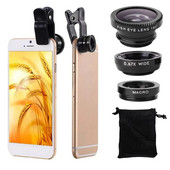 Lentile pentru telefon Fisheye 3in1 0,67X Zoom unghi larg Lentile macro Ochi de pește Seturi de cameră cu lentilă clipă pe telefon pentru smartphone