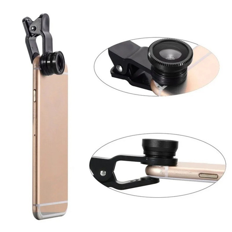 3u1 Fisheye Phone Lens 0.67X Širokokutni zum Fish Eye Makro objektivi Kompleti fotoaparata s objektivom na telefonu za pametni telefon