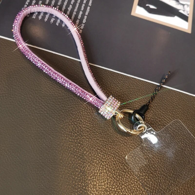 Mobilā tālruņa virves ūdens dimanta ķēde sievietēm ar pilnu urbumu piekarināma pusdimanta īsa plaukstas siksna pret zudumu pacelšanas virves ķēde