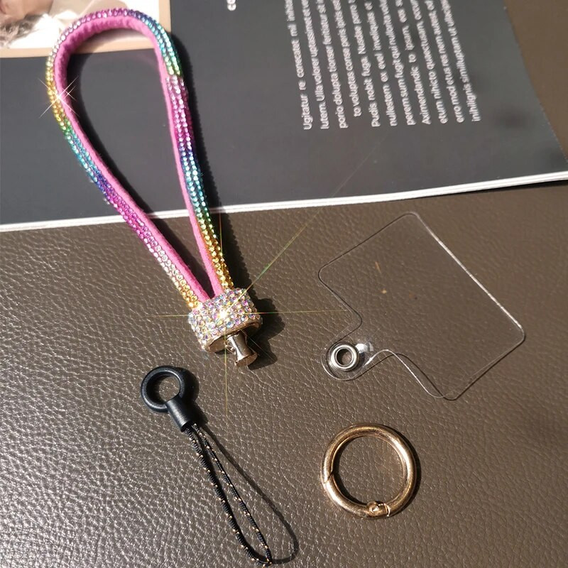 Mobilā tālruņa virves ūdens dimanta ķēde sievietēm ar pilnu urbumu piekarināma pusdimanta īsa plaukstas siksna pret zudumu pacelšanas virves ķēde