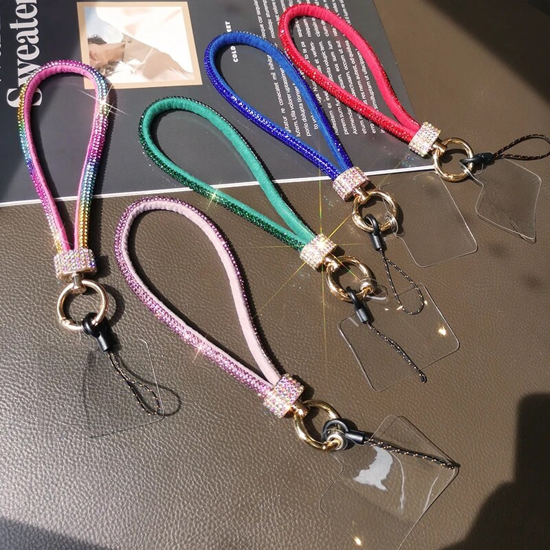 Mobilā tālruņa virves ūdens dimanta ķēde sievietēm ar pilnu urbumu piekarināma pusdimanta īsa plaukstas siksna pret zudumu pacelšanas virves ķēde